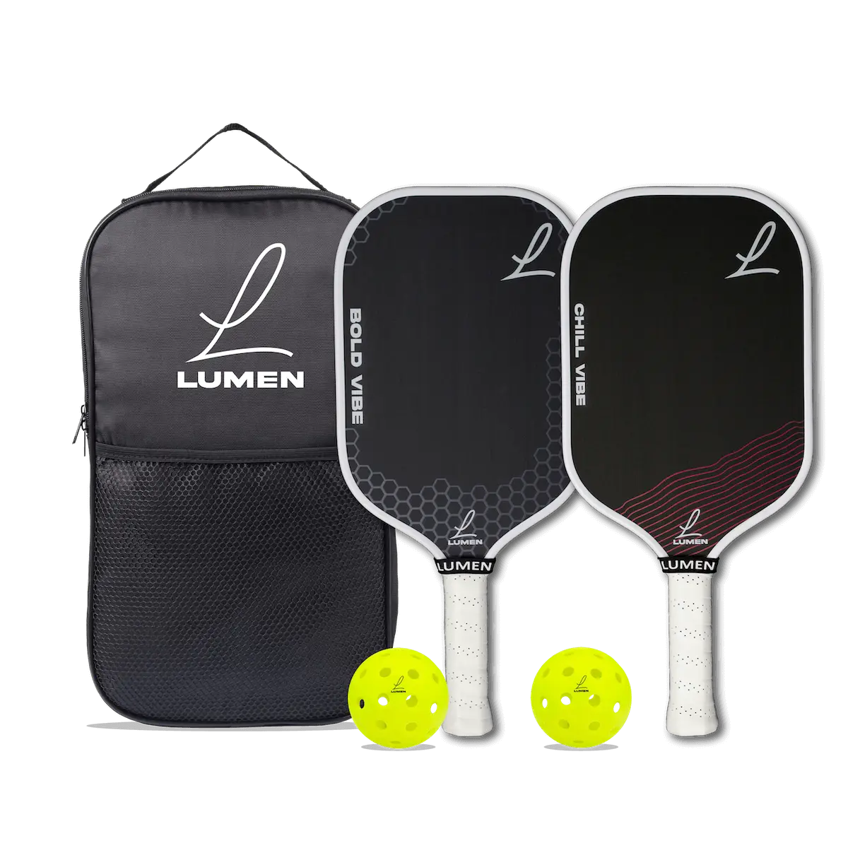Chill and Bold Vibe [Raw Carbon Fiber] Pickleball Paddle Set