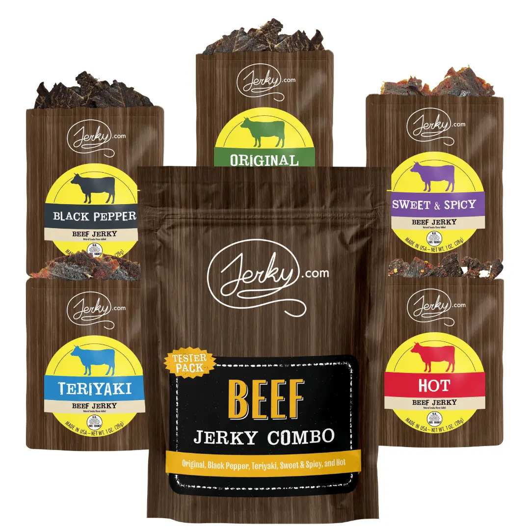 5 pc. Beef Jerky Sampler Pack - 1 oz. Sample Size Bags, 5 Flavor Variety Pack, High Protein Meat Snacks, Jerky Gift Set