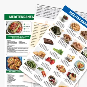 3 Count Mediterranean Diet Food List -Mediterranean Ingredient Meal Plan Sticque, Foods To Limit, Lunch, Break fast Recipes for Easy Chart Brochure Cookbook Healthy Living