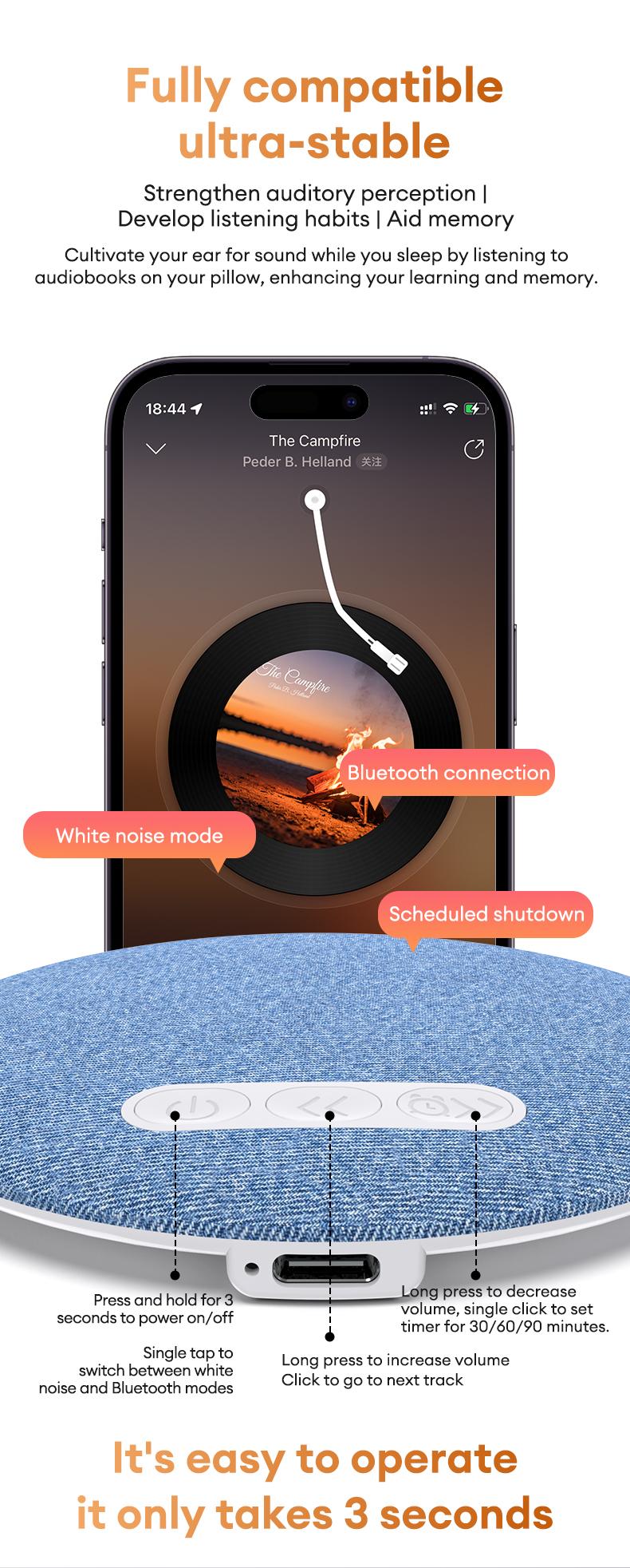 HYUNDAI S1 Ultra-Thin Bluetooth Pillow Speaker with Bible Prayer App, Bluetooth 6.0, 3D White Noise, Soft Immersive Sound Field, App-Based Scripture & Prayer Audio, Headphone-Free Sleep Speaker for Bedtime Music & Audiobooks, Compatible with Android & iOS HYUNDAI S1 Ultra-Thin Bluetooth Pillow Speaker with Bible Prayer App, Bluetooth 6.0, 3D White Noise, Soft Immersive Sound Field, App-Based Scripture & Prayer Audio, Headphone-Free Sleep Speaker for Bedtime Music & Audiobooks, Compatible with Android & iOS