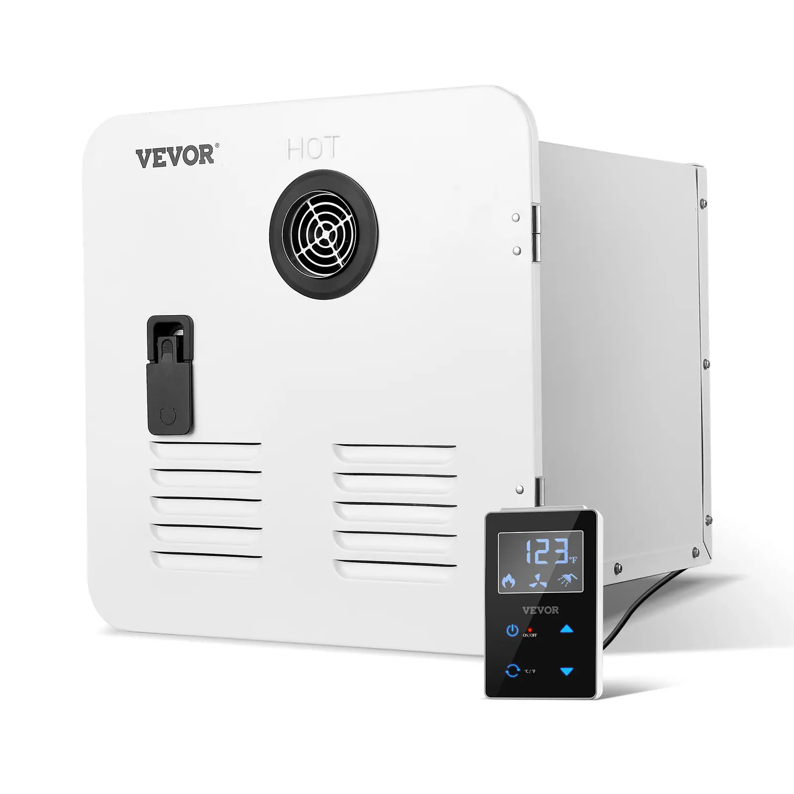 VEVOR Automatic RV Tankless Water Heater, 42000BTU Instant Shower, 15x15in White Door, Digital Control Remote, 1/2" NPT Water & Gas Connectors, 12.6x12.6x14in Rear Chamber, Compatible with Most RVs [DealsForYouDays], 1/2" Npt Water And Gas Connectors