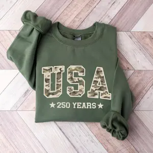 USA 250 Years Sweatshirt/Hoodie/T-Shirt, Camo Patriotic America Shirt, Vintage USA Graphic Tee, Gift for Men and Women