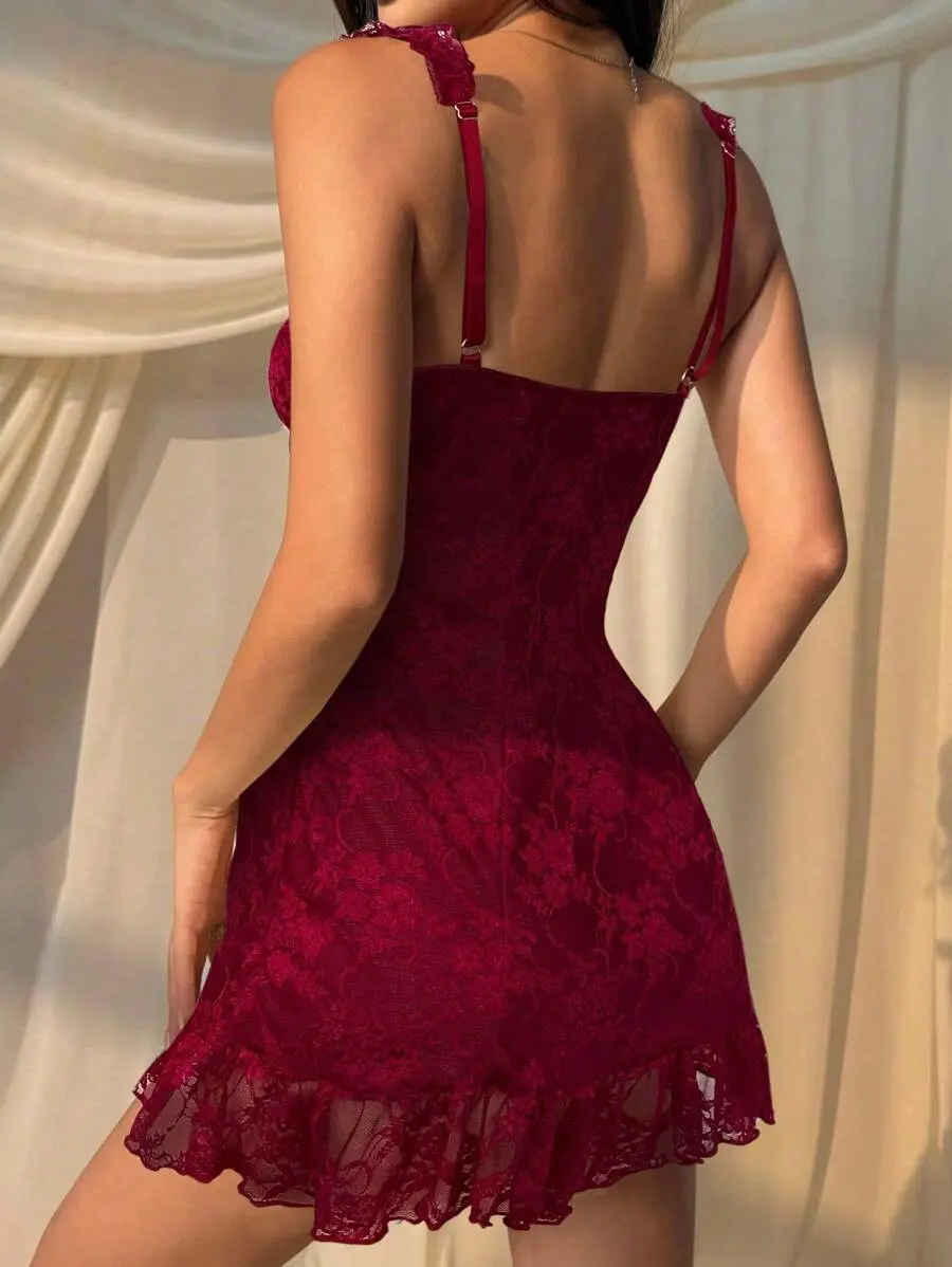 blue dress for baby girl Glamorous Burgundy Sweetheart Evening Dress Sleeveless Lace with Slit –  misshow.com main image 0