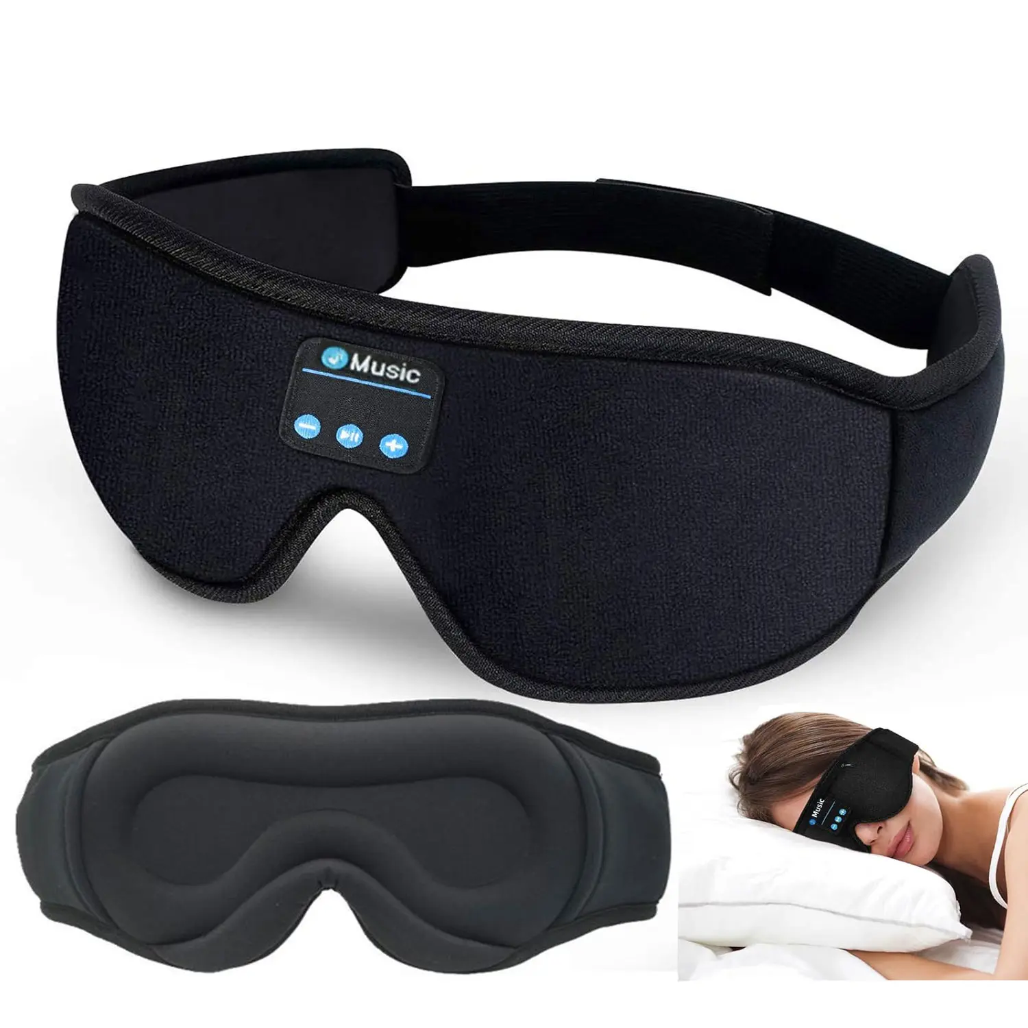 HITOZON Wireless Sleep Headphones with 3D Sleep Mask - Ultra-Thin HD Stereo Speakers, Unisex Bluetooth Eye Mask, Multi-Device Bluetooth Aid, Meditation Insomnia Relief, Rechargeable Batteries for Travel