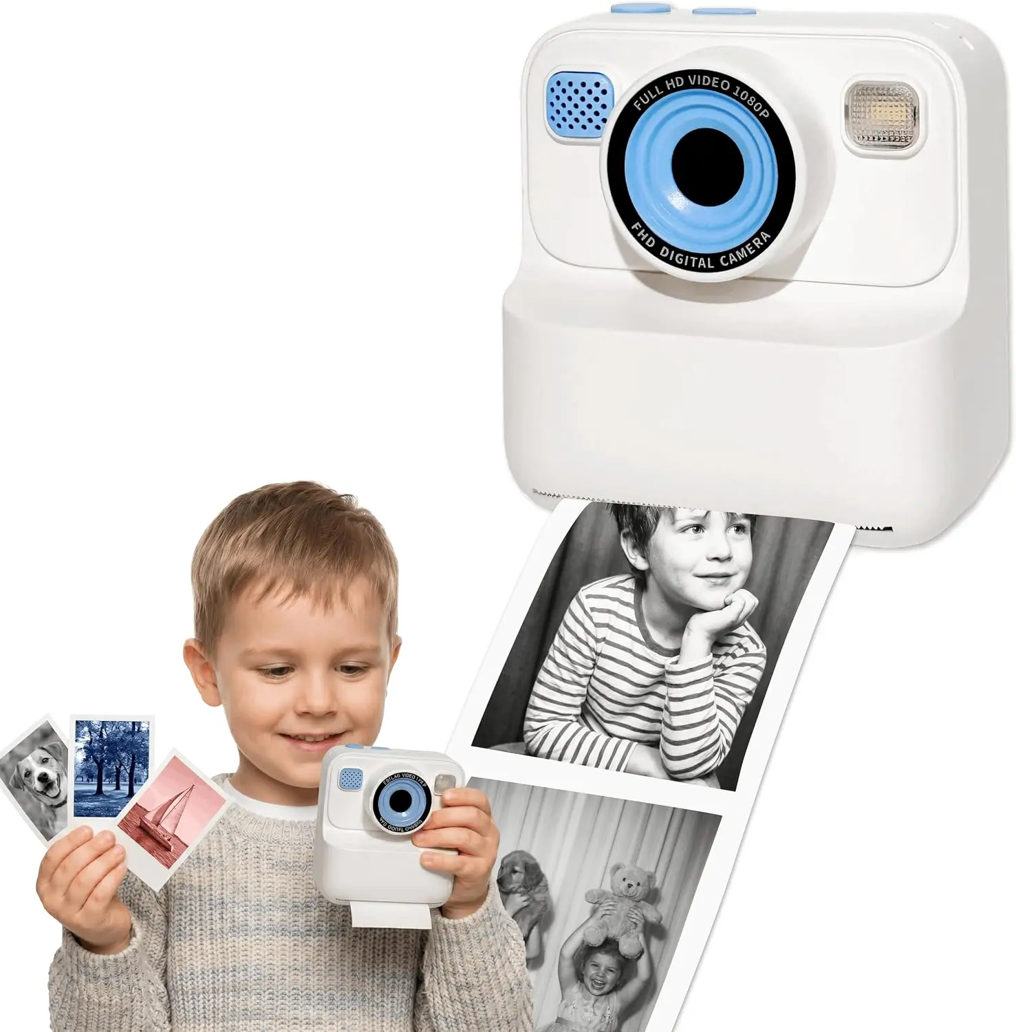 1080P Mini Instant Print Pocket Digital Camera, Portable Photography Toy with Kid-Easy Controls, Cool Gifts for Kids & 9-10 Girls for Christmas & Birthdays