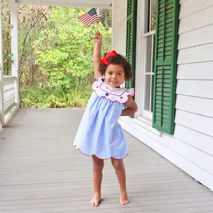 Gleaming Stars Blue Gingham Lacey Dress