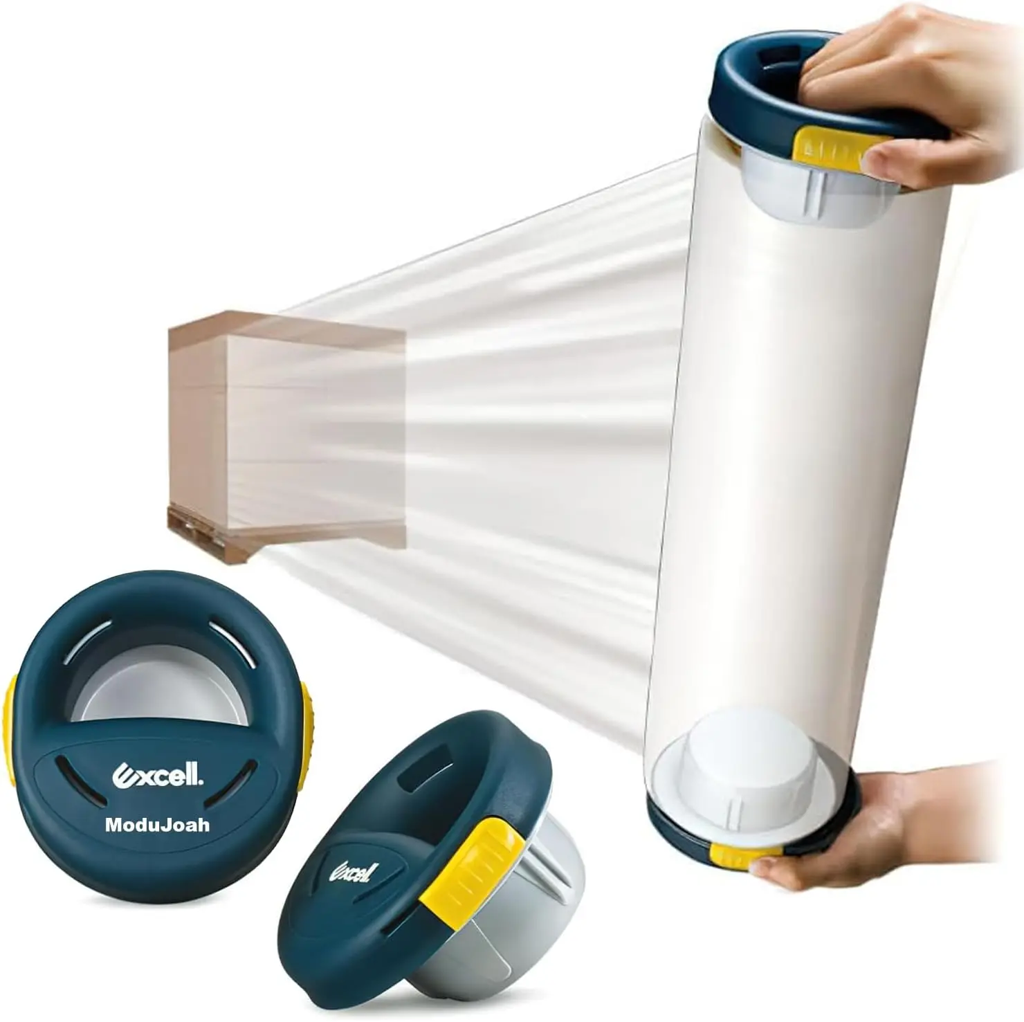 Stretch Wrap Film Dispenser with a Brake, Hand Saver for Easy Pallet Packaging, Wrap Handle for Shrink Film Packing, Moving, E-Commerce, Factory & Warehouse, Fits Any 3" Core Film