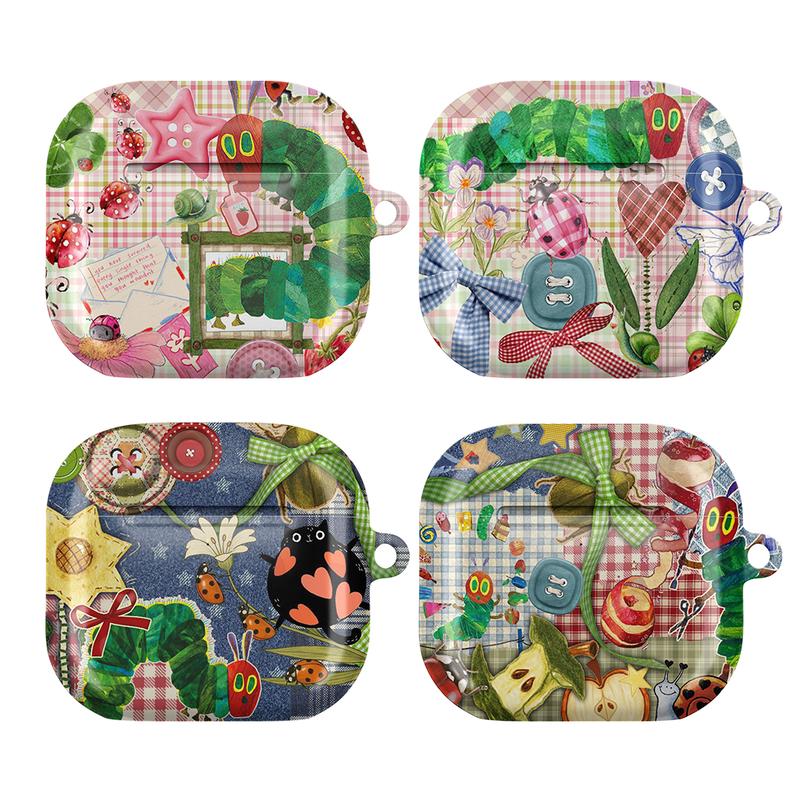 Hungry Caterpillar Gadget Case – Whimsical Patchwork Design with Fruits, Bugs & Buttons, AirPods Pro 2 1 Gen 3 2 1