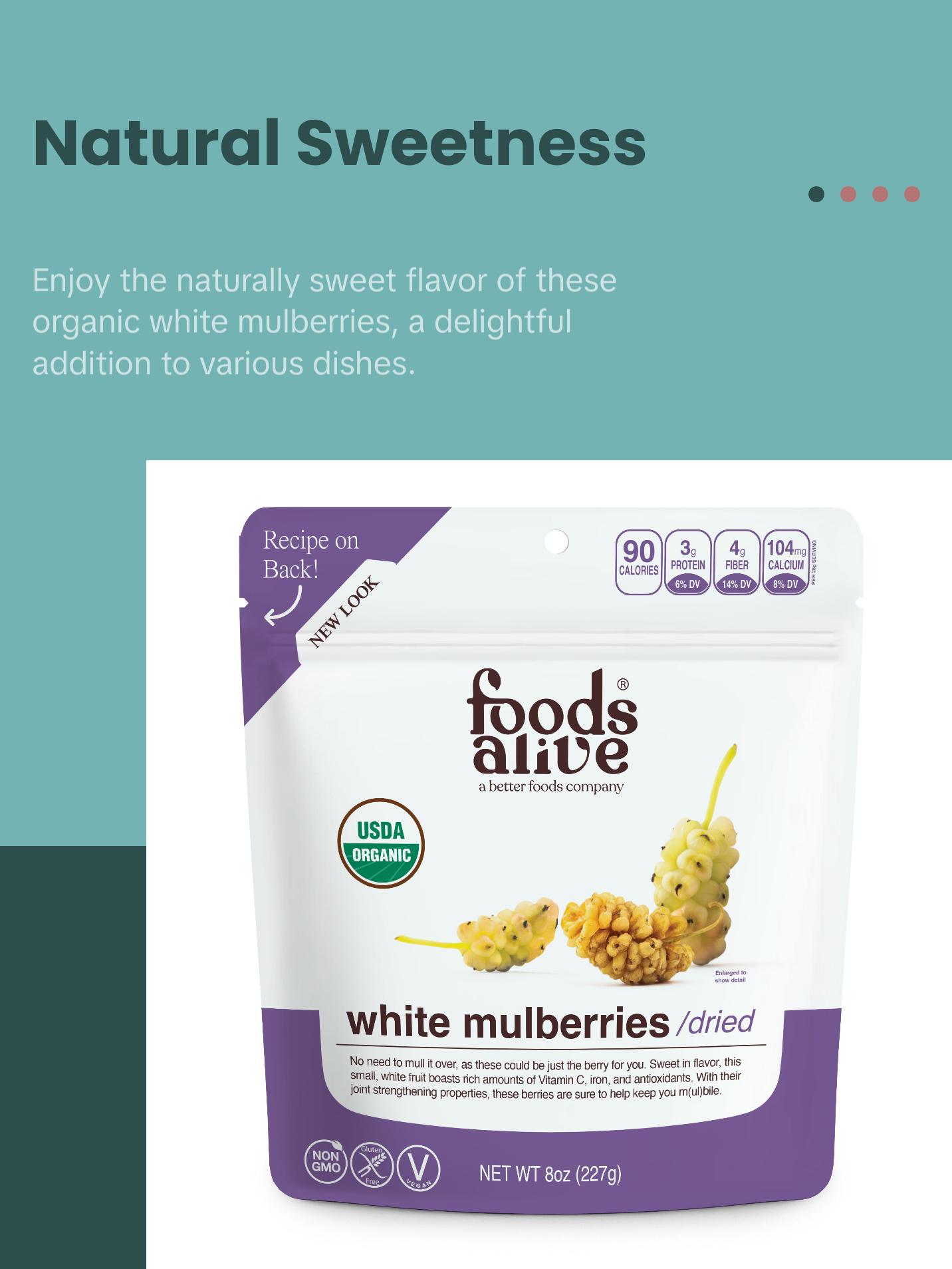 organic white mulberries (dried)