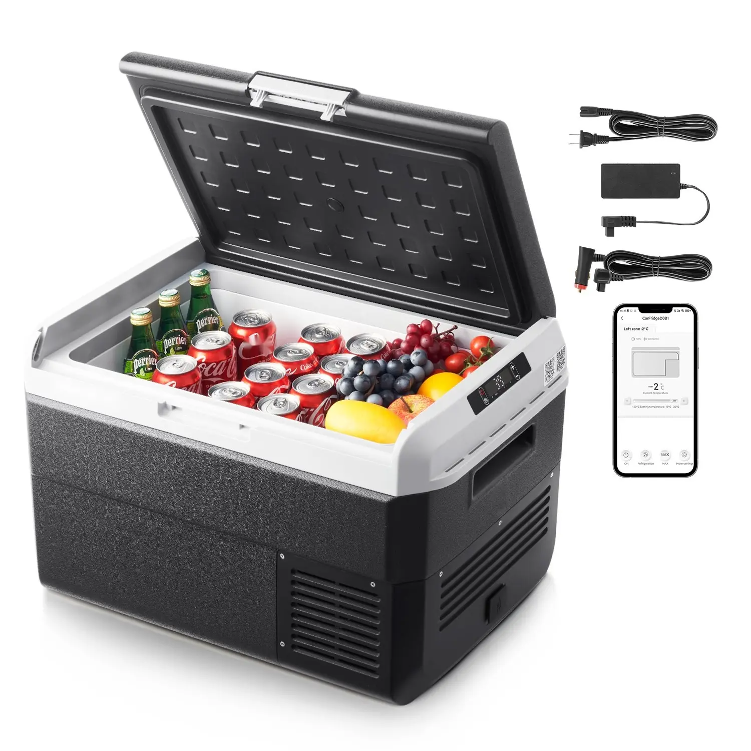 12 Volt Car Refrigerator Portable Freezer 52.8 Qt Electric Cooler For Camping And Road Trips - 12V DC Thermoelectric Portable Cooler For RV, Truck, SUV, Outdoor Adventures, Food And Beverage Storage