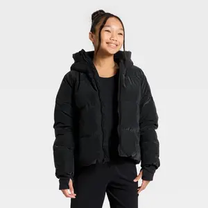 All In Motion Girls' Midweight Puffer Jacket - Water-Resistant Hooded Coat All In Motion Girls' Midweight Puffer Jacket - Water-Resistant Hooded Coat