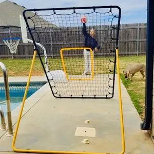 Sweetcrispy 7x4 ft Volleyball Rebounder Net - Portable Steel Frame Trainer with High-Tensile Water-Resistant Netting, 5 Adjustable Angles, No Dead Zones, Portable Setup, Multi-Sports Use, Includes Storage Bag, Fitness for Everyone, for Adults, Park Use