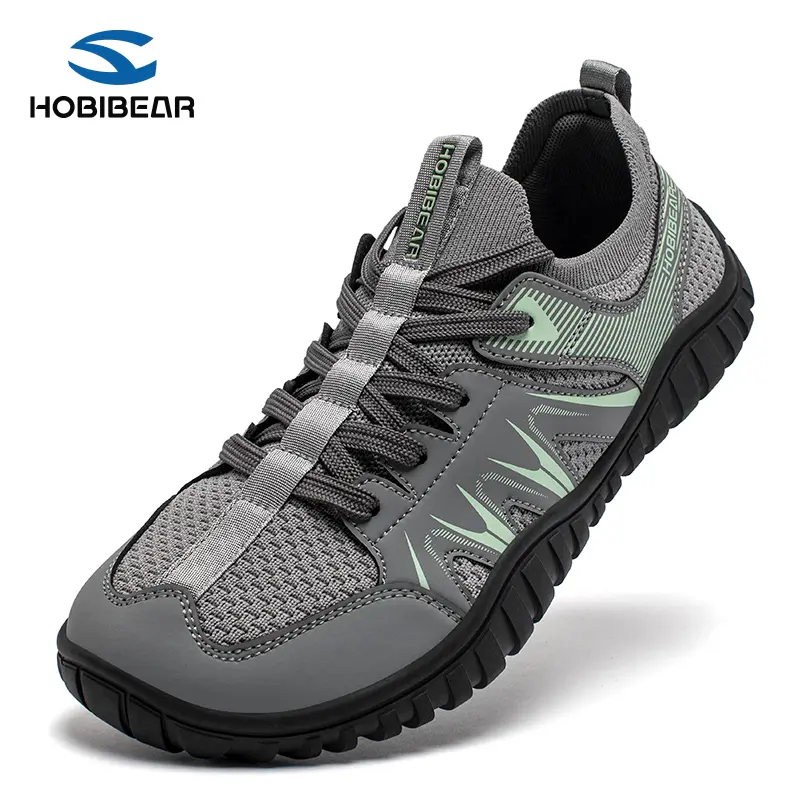 HOBIBEAR Unisex Minimalist Barefoot Casual Trainers - Slip-On, Wide Toe Box, Lightweight Knit Fabric, Grip-Traction Rubber Sole, All-Season, Versatile, Posture-Improving Walking Shoes for Men/Women Gym Training, Casual Wear Sneaker Sports Shoes
