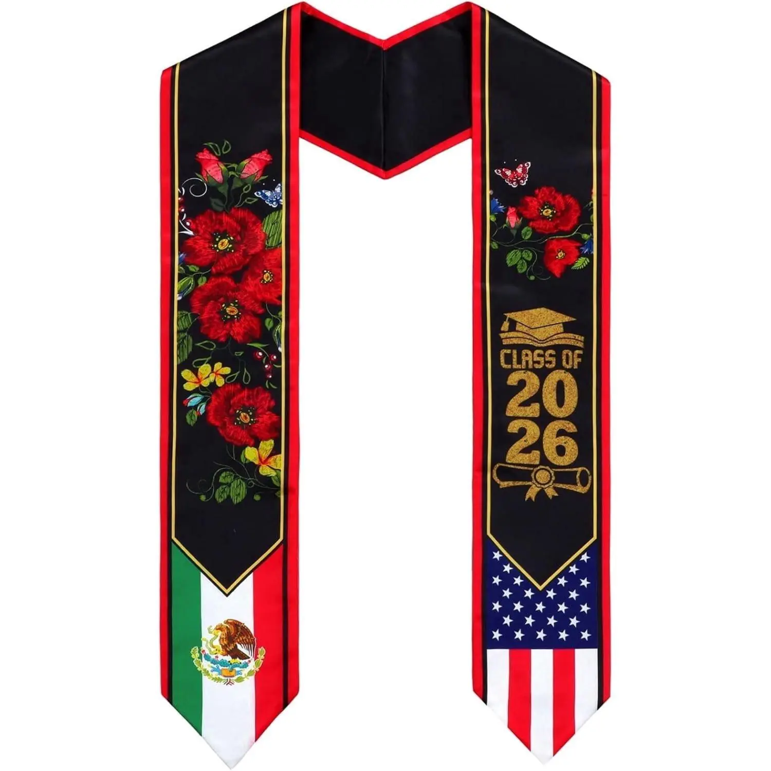 EastJia Unisex Clothes All-Over Print Rectangular Graduation Stole Sash - WHIMCHOIT Polyester USA Flag Sash, Multi-Sizes (S:4.5x62in, L:5.9x72in), Reusable Washable Lightweight Breathable Elegant Student Ceremony Gift