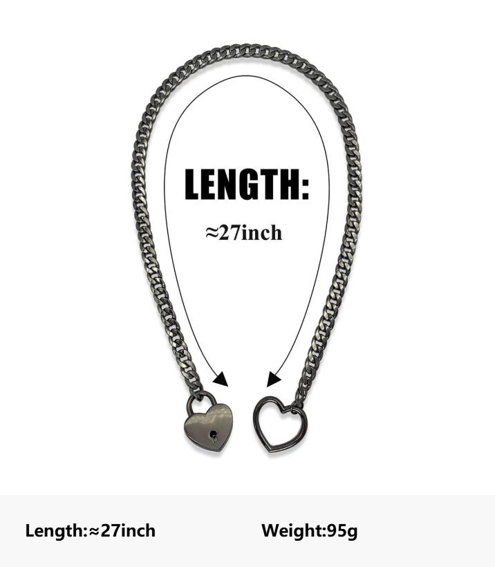 Heart Lock Chain Choker Necklace, Y Drop Padlock Design, Trendy Statement Jewelry, Gift for Her Heart Lock Chain Choker Necklace, Y Drop Padlock Design, Trendy Statement Jewelry, Gift for Her