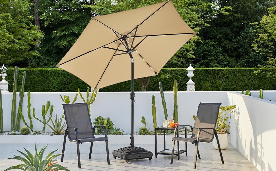 【4 Universal Castors】Yaheetech 123lb Capacity Fillable Rolling Patio Umbrella Base Stand Water/ Sand-Filled Outdoor Base Stand for Umbrella Black