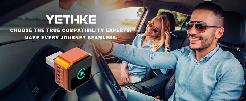 YETHKE 2026 Mini Wireless CarPlay Adapter Upgrade Wired to Wireless for CarPlay & Android Auto Plug and Play Fast Auto-Reconnect Stable Control Zero Delay Car Play for iPhone iOS 10+ Android 11+