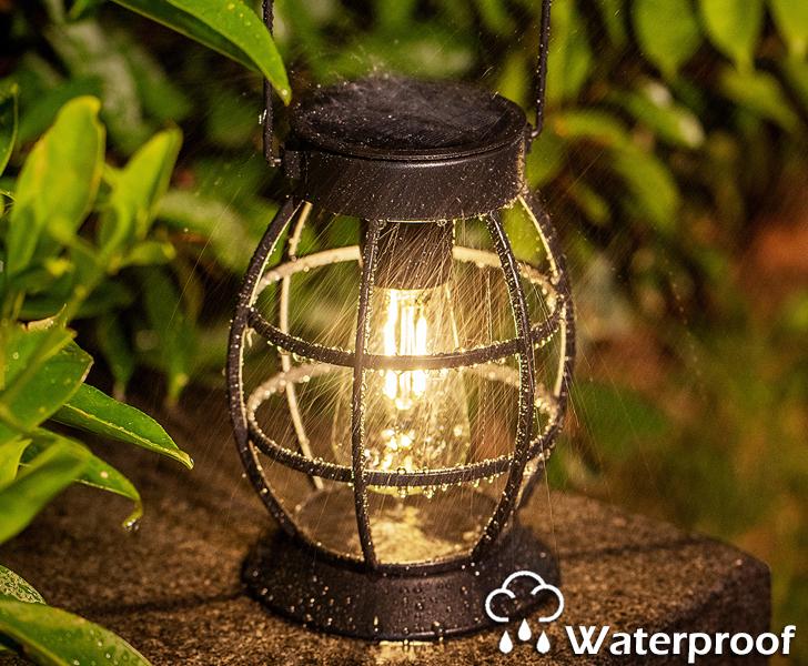 LeiDrail Hanging Solar Lanterns for Outdoor Decor, 2-Pack Metal LED Waterproof Lights