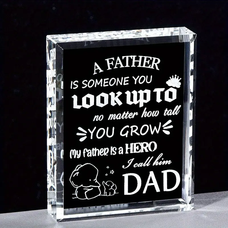 Birthday Gifts for Dad, Best Dad Crafted Glass Plaques with Heartfelt Messages, Father's Day Thoughtful Presents From Daughter and Son, Christmas Gifts, Decor Keepsake for Daddy, Acrylic Plaque Sign