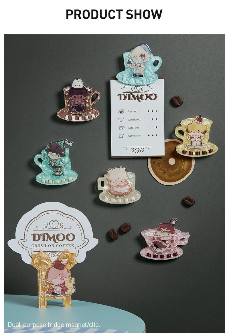 POP MART DIMOO Crush On Coffee Series-Acrylic Fridge Magnet Clip Blind Box
