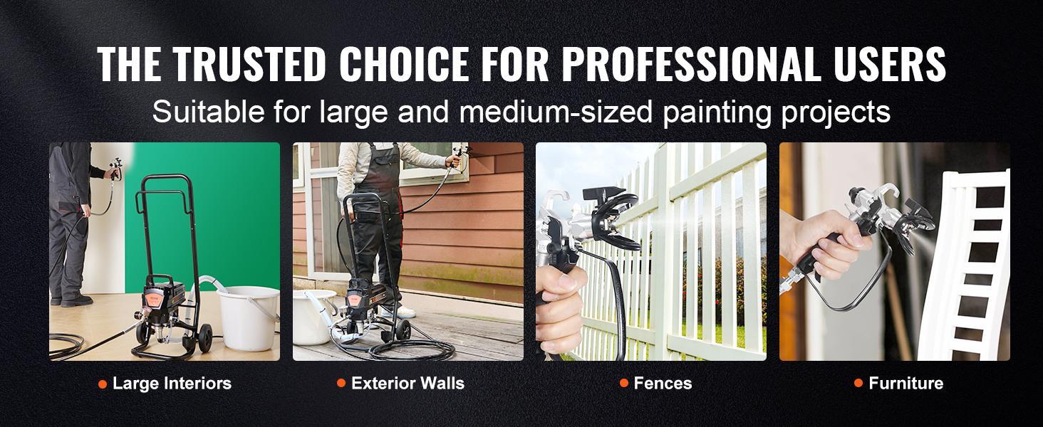 VEVOR Stand Airless Paint Sprayer, TikTokShopBlackFriday, 950W 3000PSI High Efficiency Electric Airless Sprayer With Cart, Paint Sprayers for Home Interior and Exterior Furniture and Fences, Fine And Even Painting Effect