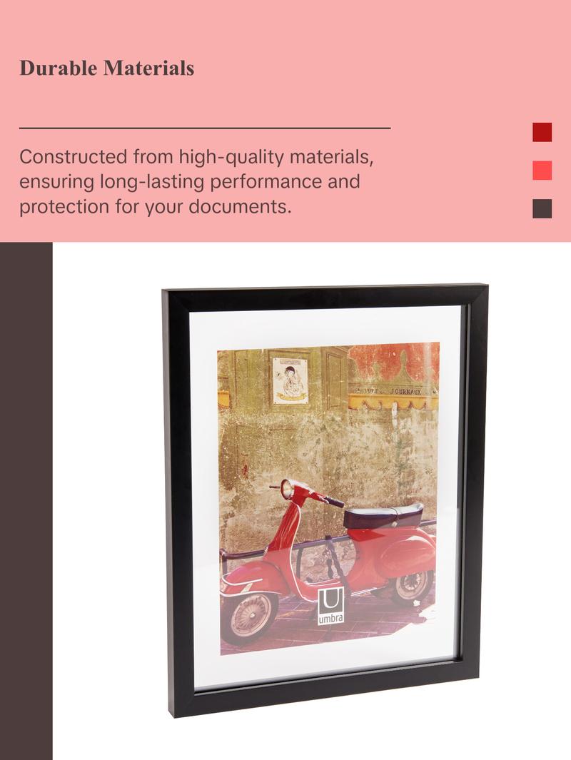 Umbra Document Floating Picture Frame - Modern Black Frame for Certificates, Awards, and Photos - 11 x 14 Inch Decor Photo Wall Artwork