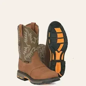 Ariat Men's WorkHog Aged Bark and Army Green Round Toe Work Boots