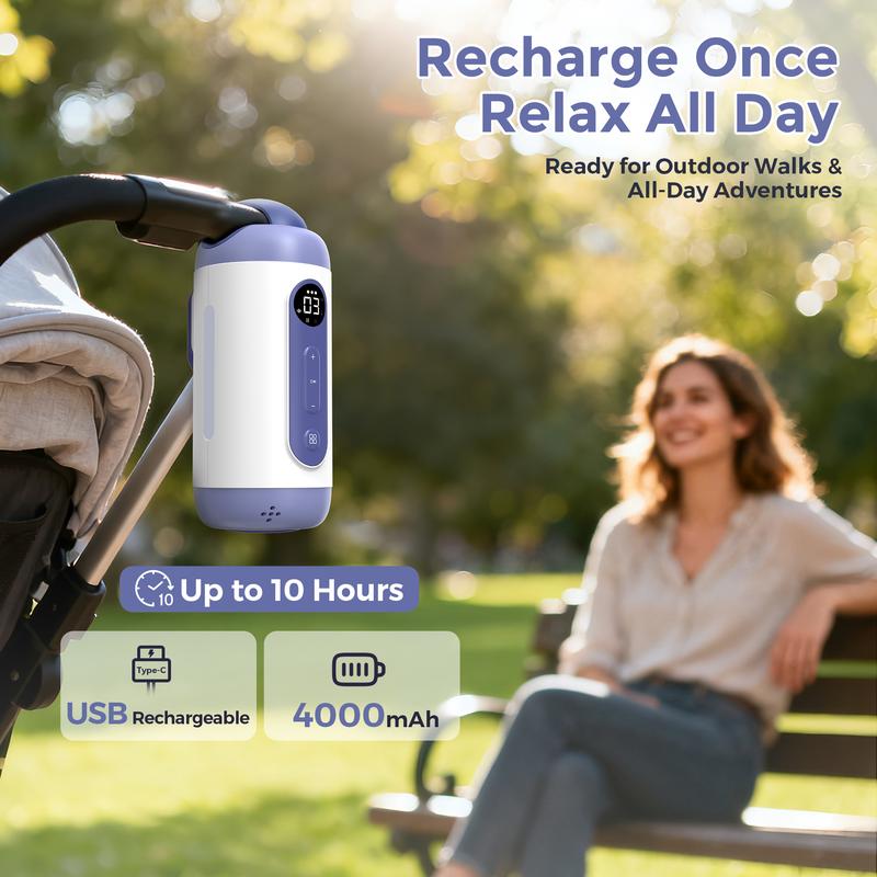 Momfann Hands-Free Stroller Rocker Device with 6 Vibration Levels 21 Smoothing Sounds & 3 Night Modes Baby Soother Fits All Strollers Rechargeable Sleep Aid for Newborn Essentials