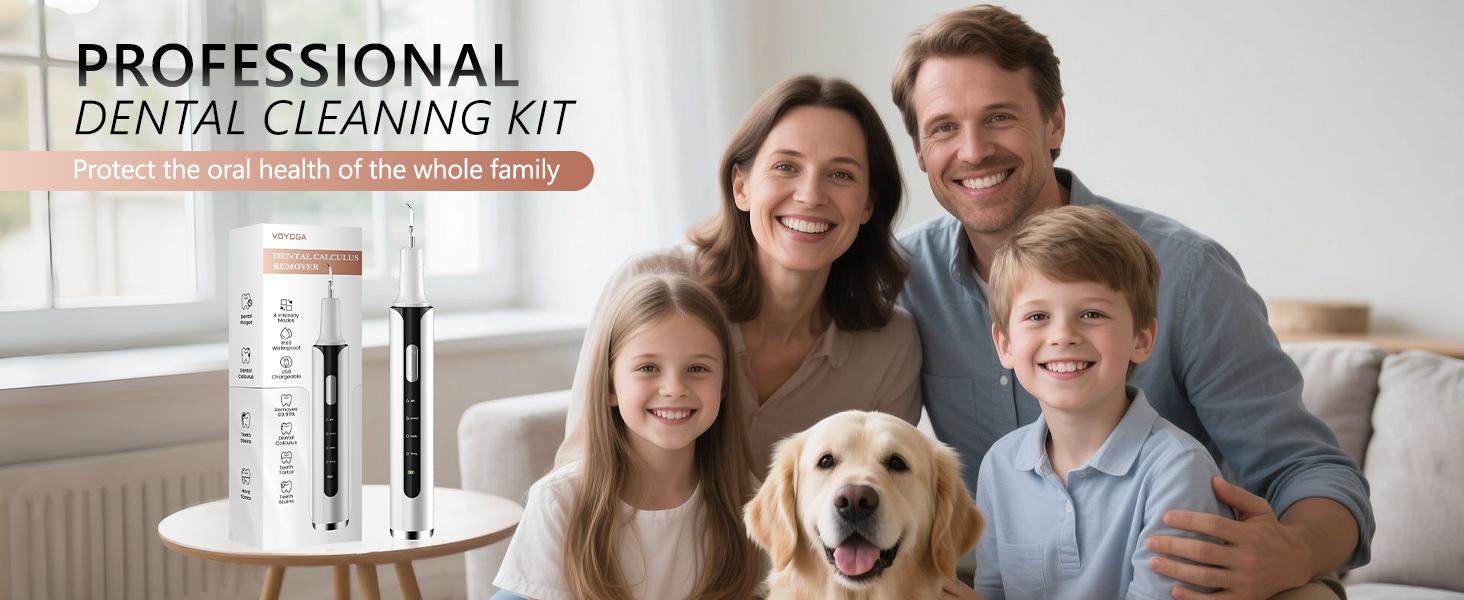 VOYOGA Plaque Remover for Teeth, Ultrasonic Dental Scaler,Electric Tooth Cleaner Tartar Remover for Teeth with LED Light,4 Modes Rechargeable Teeth Cleaning Kit with Dental Tools,