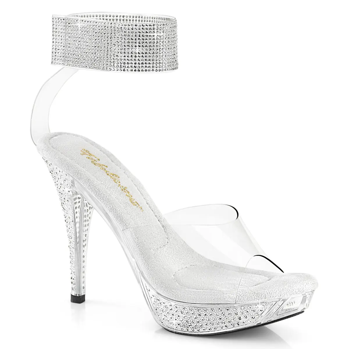 Women's Rhinestone-Embellished Block Heel Sandals - Style 442, 1 inch Platform, 4 1/2 inch Heel, Elegant Party Shoes, Wedding Footwear