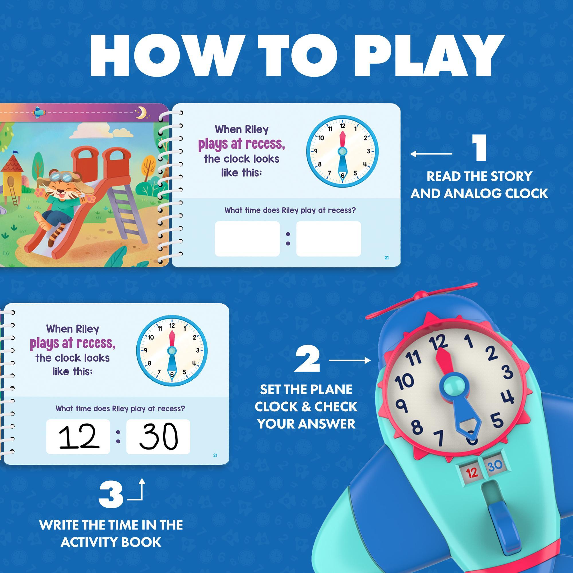 Educational Insights Toy Learning Clock for Kids,Time to Learn Telling Time Activity Set & Time to Fly Clock Game Set - Practice How to Tell Time on Analog Clocks, Fun Time Management Game Classroom Teaching Resource, Ages 3+