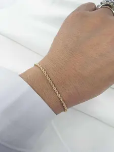 Everyday Chunky Rope Chain Bracelet 2 mm Nickel-Free 18k Gold Plated Comfortable Jewelry for Sensitive Skin High-Quality Finish
