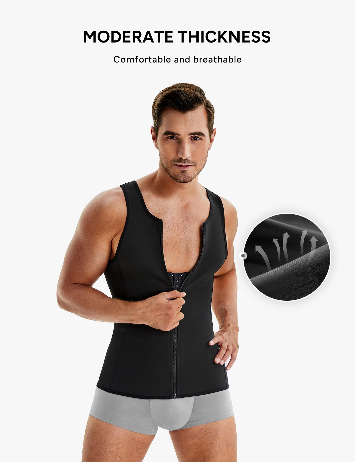 【Nebility】Men's  Waist Trainer Trimmer Compression Vest Steel Bone Support  Outdoor Sport Exercise Athletic Shapewear Fitness Zipper SpringStatements