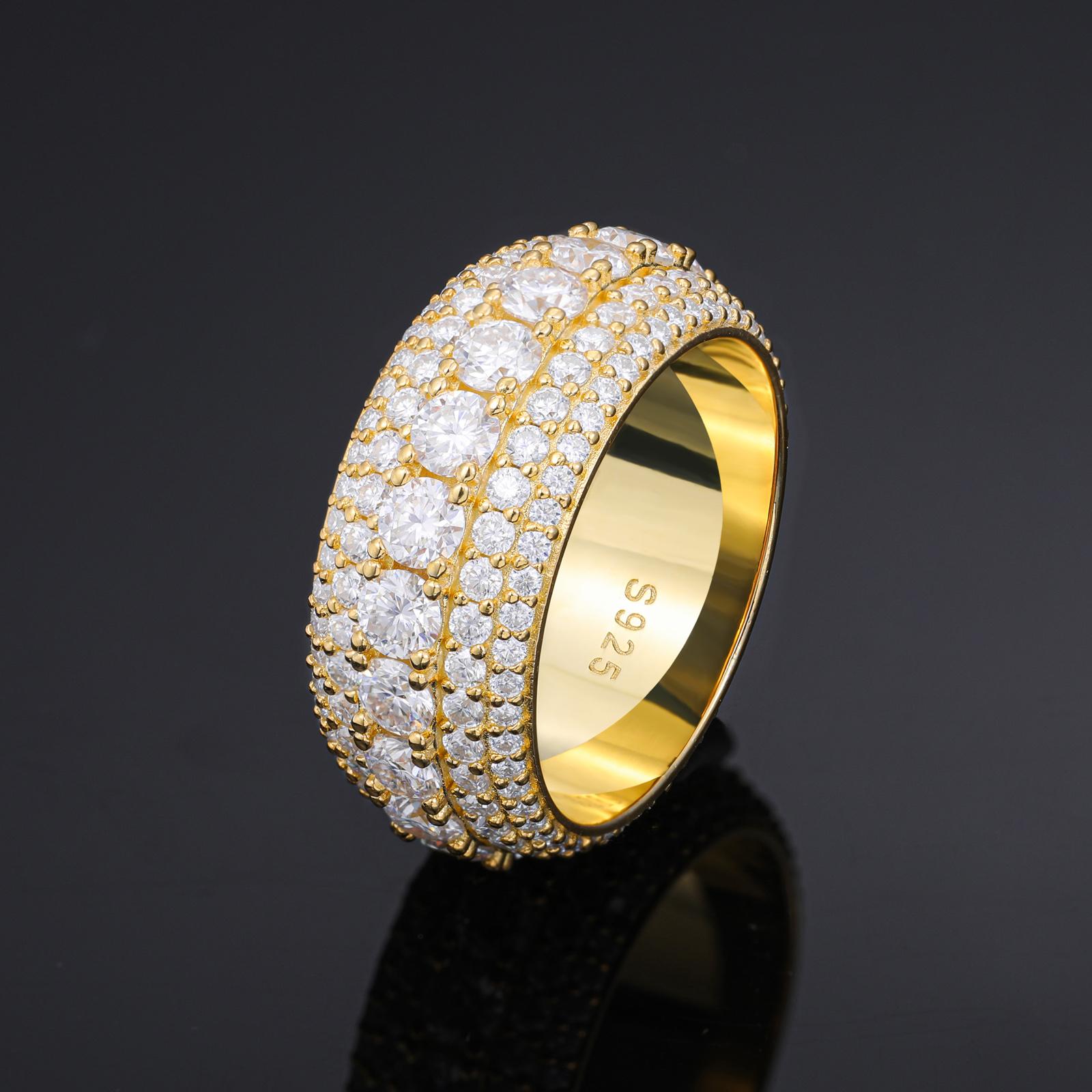 【#R60 】UCCIYO Lab-Created Moissanite Rings For Men Hip Hop Pave Setting S925 Sterling Silver Rings Hip Hop Jewelry FallFreshness