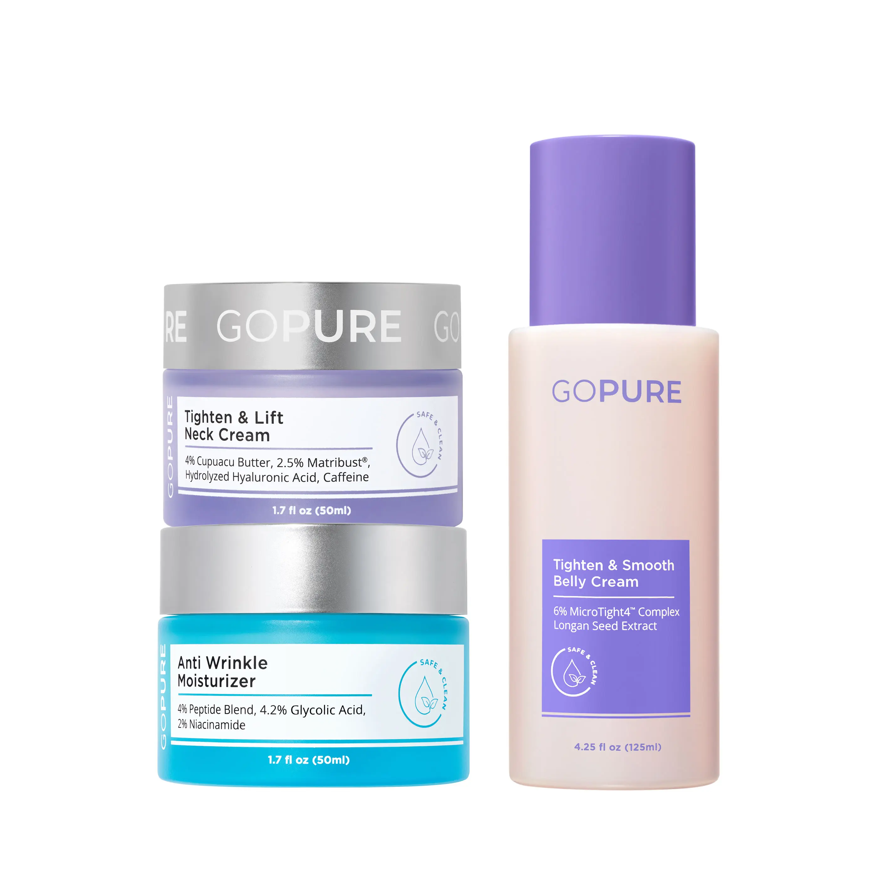GOPURE Head to Toe Revival Routine - Anti Wrinkle Moisturizer, Neck Cream & Belly Cream for Firming, Hydrating & Reducing Stretch Marks