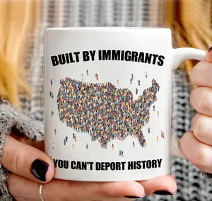 Built By Immigrants Coffee Mug, Sarcastic Coffee Cup, Minimalist Humor Everyday Coffee Tea Mug, Inspirational Daily Mug, Gifts for Liberal