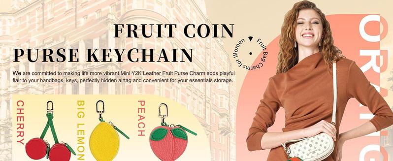 Fruit Shape Cherry Design Fruit Charm Coin Purse Blueberry Peach Cute Key Chain Mini Pouch Wallet Gift For Airtag Girl Women bag charms purse charms bag charm purse accessories cherry charm for bag