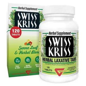 Swiss Kriss Herbal Laxative Tablets, Gentle & Natural Laxatives for Constipation Relief for Adults & Children Over Age 6, Works in 6-12 Hours, Senna...