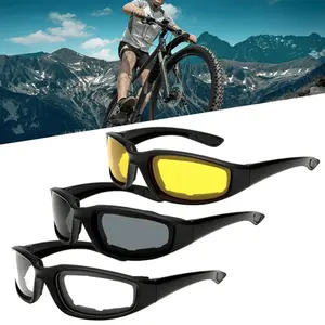3 pairs Motorcycle Sports Biker Riding Glasses Wind Resistant Eye Protection Women Men Sports Goggles Cycling Glasses Sunglasses Gray/Clear/Yellow