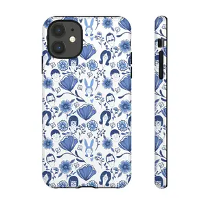 Bobs Burgers Inspired Blue Floral iPhone Cases, Phone Case For iphone 17 pro case 16 max plus air 15 14 13 & For Samsung Galaxy S25 S24 Ultra Galaxy A15 A16 5G