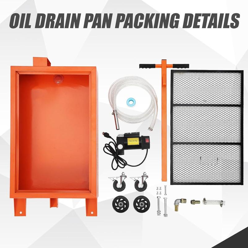15/20GAL Oil Drain Pan with 110V Electric Pump, Metal Oil Change Pan Cart with 8FT Hose and Folding Handle, Durable and Portable for Cars SUVs Trucks Buses RVs, Orange 15/20GAL Oil Drain Pan with 110V Electric Pump, Metal Oil Change Pan Cart with 8FT Hose and Folding Handle, Durable and Portable for Cars SUVs Trucks Buses RVs, Orange