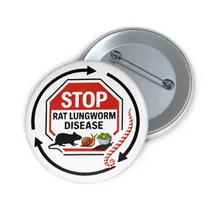 Pin Button Badge, Stop Rat Lungworm Disease