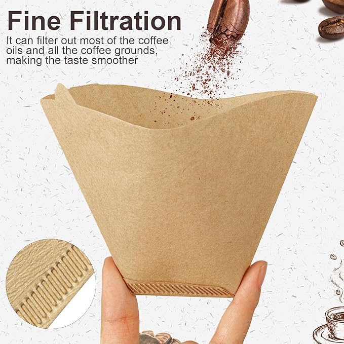100pcs #4 Unbleached Coffee Filters – Natural Cone Paper, 8–12 Cup, Disposable Filters Compatible with Ninja, Pour Over & Drip Coffee Makers