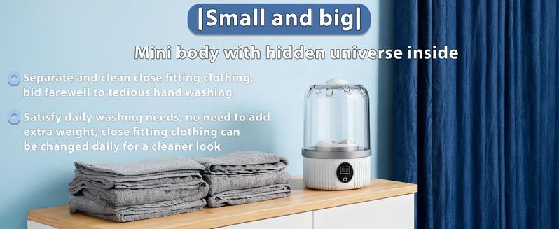【Latest Products】Wireless Mini Washing Machine, Rechargeable Portable Underwear Washing Machine, 3L Extra Large Capacity, Suitable for Travel,Apartment,Camping