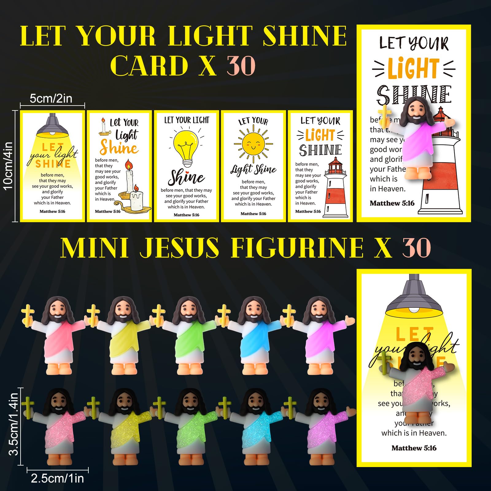 30 Sets Mini Jesus Glowing Easter Jesus Figurines Religious Easter Theme Party Favors Original Design Sunday School Gift Easter Egg Stuffers Employee Appreciation Gift Creative Gift for Christian Baptism Family Friends