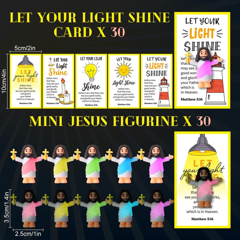 30 Sets Mini Jesus Glowing Easter Jesus Figurines Religious Easter Theme Party Favors Original Design Sunday School Gift Easter Egg Stuffers Employee Appreciation Gift Creative Gift for Christian Baptism Family Friends
