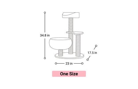 Rattan Rustic Modern Cat Tree- Multi-level Cat Tower with Sisal Rope for Scratching and Climbing- with Cat Bed for Sleeping