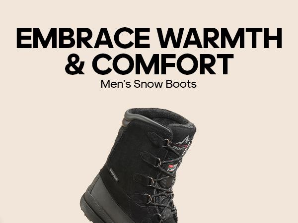 NORTIV8 Men's Waterproof Winter Shoes and Snow Boots Lace Black Insulated 3M Thinsulate Lining Slip-Resistant Rubber Outsole
