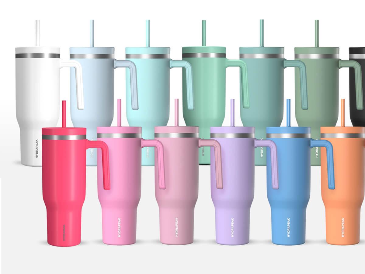 HYDRAPEAK Voyager 40oz Stainless Steel Tumbler with Handle, Insulated Water Bottle with Straw & Lid, Reusable Travel Mug Flask - Containers