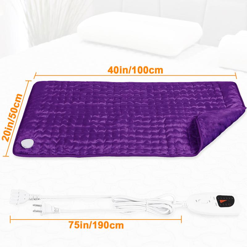 Dark Color Heating pad, size 40in×20in, 33in×17in, 24in×12in, 6 temperature levels and 4 time settings, portable, back, neck, shoulders and legs heating, machine washable, perfect holiday gift for men, women, parents, Christmas gift
